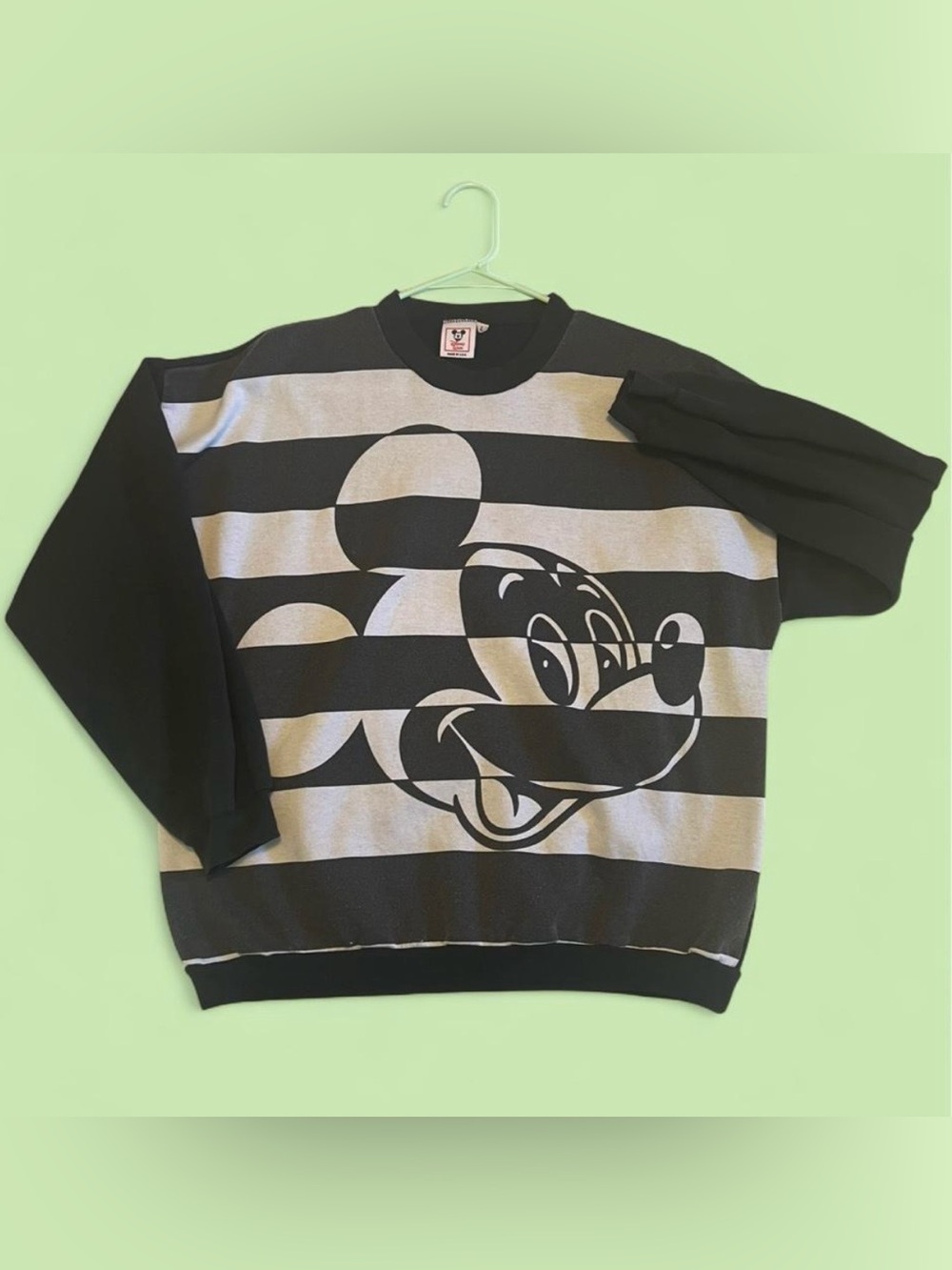 Striped black and white Mickey, Disney Wear Vintage tag, Early 80s - mid 90s, L